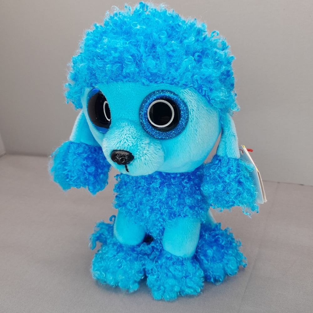 Ty Beanie Boos Mandy Blue Poodle Plush Stuffed Animal Glitter Eyes 6 inch NWT - Picture 2 of 8